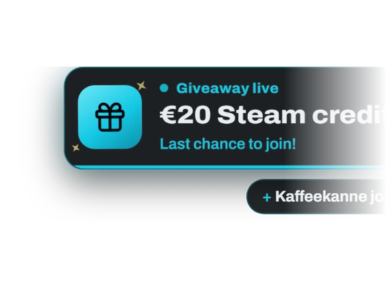 Giveaway bar with prize, number of entries and time left
