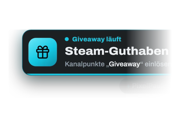 Giveaway-Leiste mit Preis, Teilnehmerzahl und Restzeit