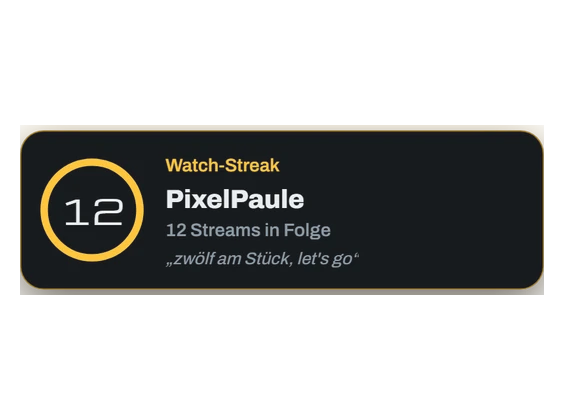 Watch-Streak im Overlay: 12 Streams in Folge